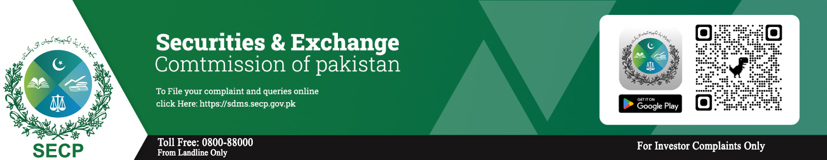 SECP Investor Complaint & Grievance Redressal - To File your complaint and queries online click Here: https://sdms.secp.gov.pk